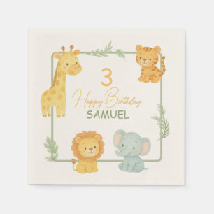 Serviette En Papier Jolie fête d'anniversaire safari pour enfants dans