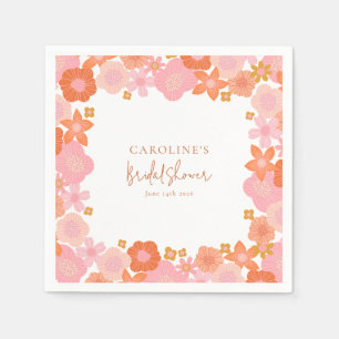 Serviette En Papier Jolie Fête de Mariage avec Bordure Florale Rose et