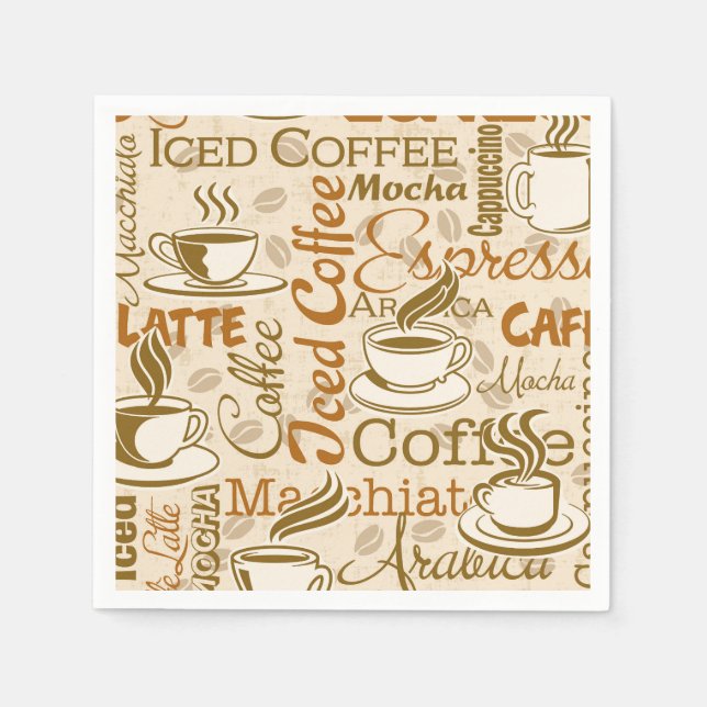 Serviette En Papier Jolie fête des mots café (Devant)