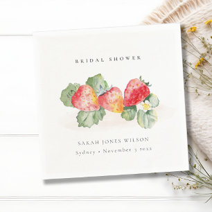 Serviette En Papier Jolie Feuille de Fraise Rouge Mariage