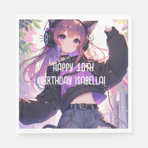 Serviette En Papier Jolie Fille Anime Personnalisée Anniversaire