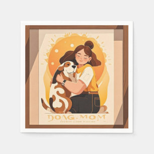 Serviette En Papier Jolie fille et chien s'étreignent