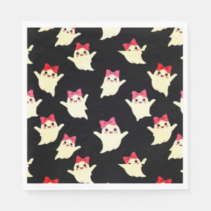 Serviette En Papier Jolie Fille Rétro Fantôme avec poil rose