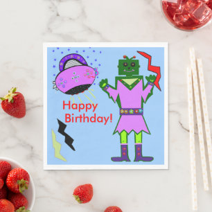 Serviette En Papier Jolie Fille Robot Serviettes Anniversaire Bateau S