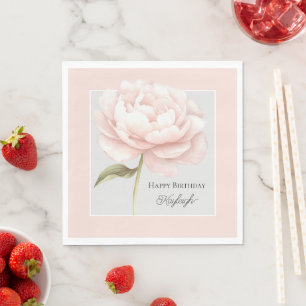 Serviette En Papier Jolie Fleur Rose Blanche Rose Fête d'Anniversaire
