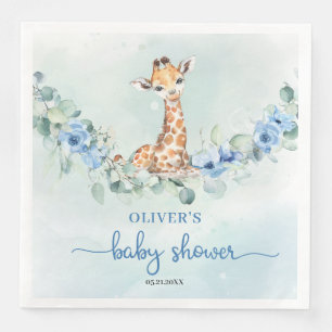 Serviette En Papier Jolie girafe d'aquarelle sur le feuillage d'eucaly