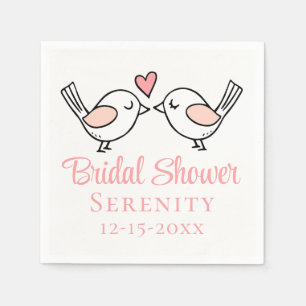 Serviette En Papier Jolie Inséparable Lovebirds rose Fête des mariées
