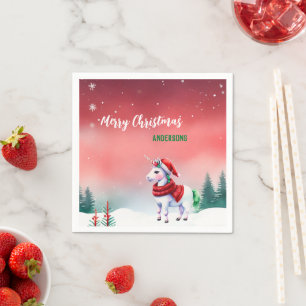 Serviette En Papier Jolie licorne Père Noël fête de Noël