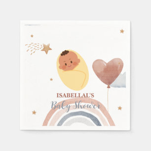 Serviette En Papier Jolie lune étoile bébé afro-américain shower