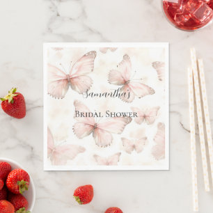Serviette En Papier Jolie Mariage Papillons Roses