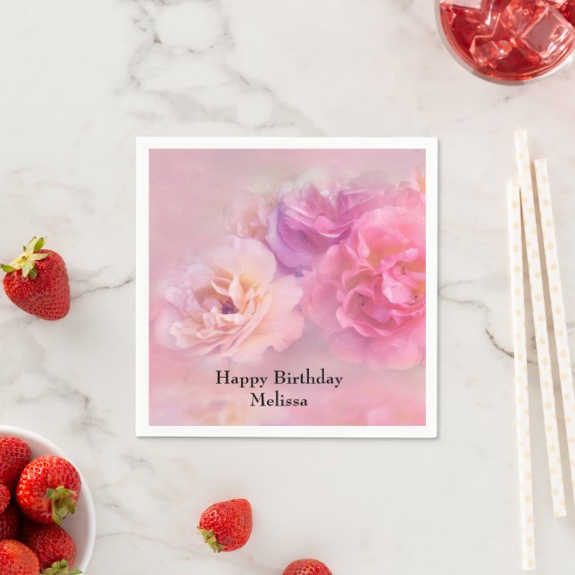 Serviette En Papier Jolie oeillets roses Photo Anniversaire (En situation)