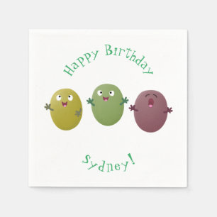 Serviette En Papier Jolie olives joyeux chantant dessin animé