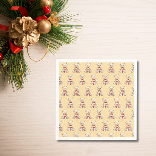 Serviette En Papier Jolie ours en peluche de Noël