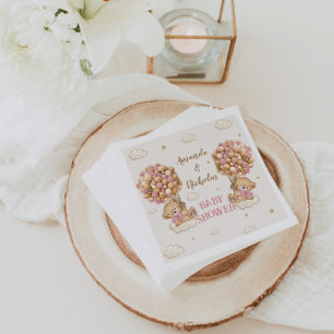 Serviette En Papier Jolie ours Twin Girls Baby shower rose