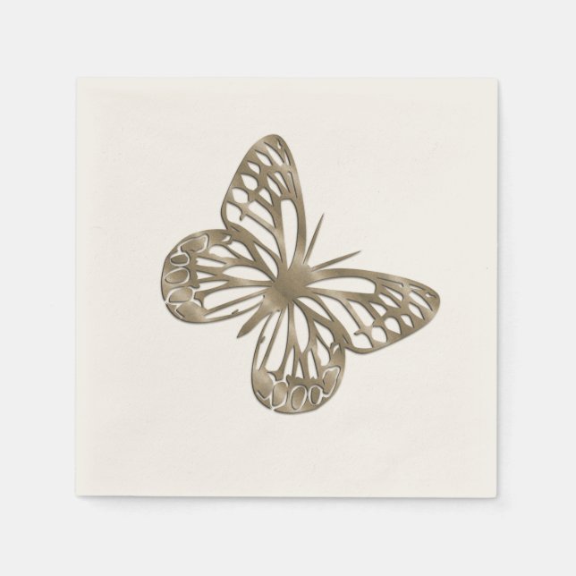 Serviette En Papier Jolie Papillon en Or (Devant)