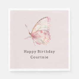 Serviette En Papier Jolie Papillons rose Anniversaire