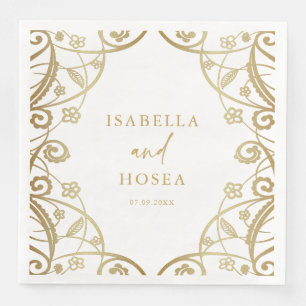 Serviette En Papier Jolie Parties scintillant or doux Mariage dentelle
