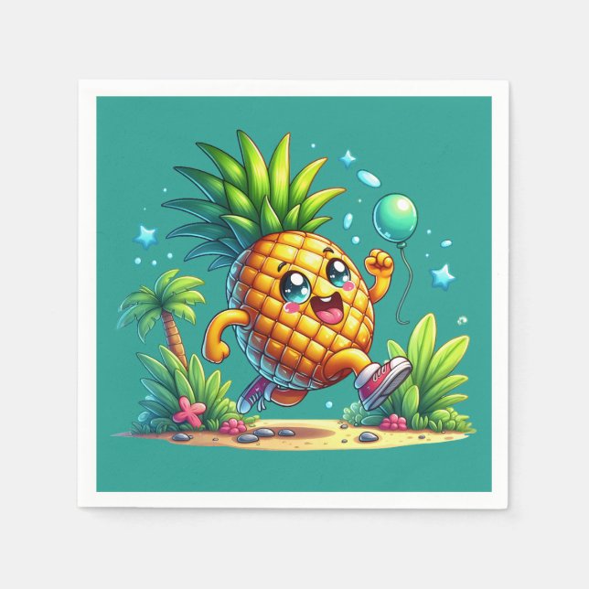 Serviette En Papier Jolie plage de fête d'ananas (Devant)