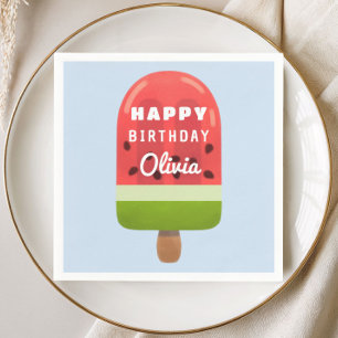 Serviette En Papier Jolie Popsicle Pastèque Joyeux Anniversaire