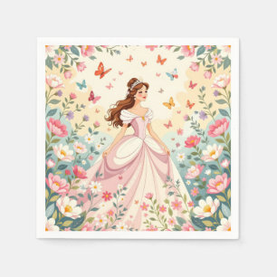 Serviette En Papier Jolie princesse avec papillons