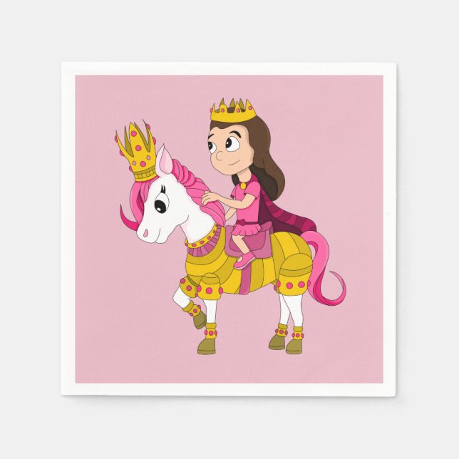 Serviette En Papier Jolie princesse caricaturale (Devant)