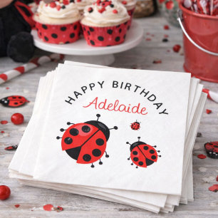 Serviette En Papier Jolie Red Ladybug moderne Joyeux Anniversaire pers