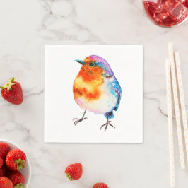 Serviette En Papier Jolie Robin de Noël Aquarelle