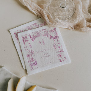 Serviette En Papier Jolie Safari Toile de Jouy   Baby Shower Rose