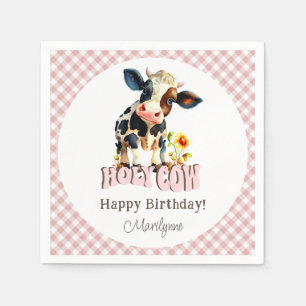 Serviette En Papier Jolie Sainte Vache Rose Anniversaire