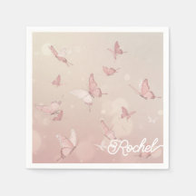 Jolie serviette de soirée papillon rose