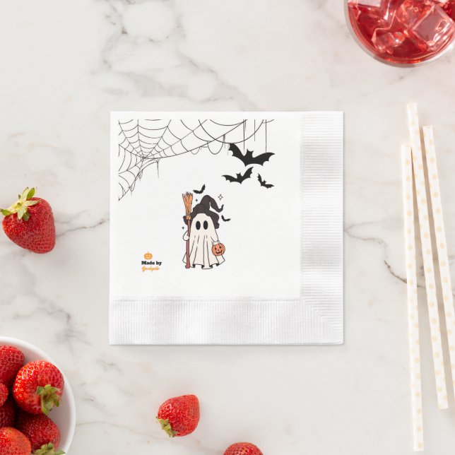 Serviette En Papier Jolie sorcière fantôme Halloween avec chambre et C (En situation)