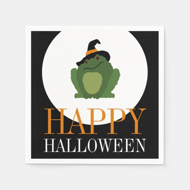 Serviette En Papier Jolie Sorcière Toad, Bonne Halloween (Devant)