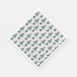 Serviette En Papier Jolies arbres Doodles rose vert