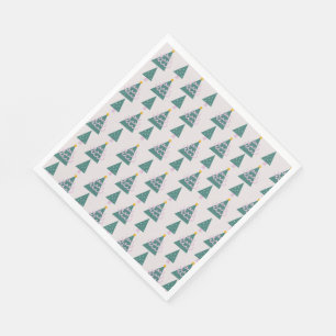 Serviette En Papier Jolies arbres Doodles rose vert