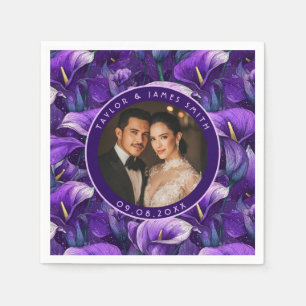 Serviette En Papier Jolies callas violettes charment un mariage élégan