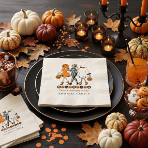 Serviette En Papier Jolies Filles d'Halloween Squelette Fantôme Citrou