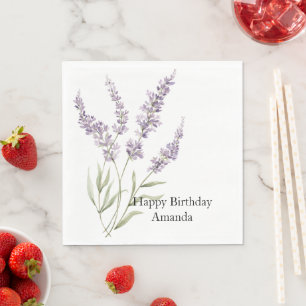 Serviette En Papier Jolies Fleurs De Lavande Anniversaire