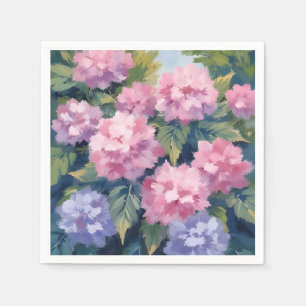 Serviette En Papier Jolies Fleurs d'Hortensia   Aquarelle Florale