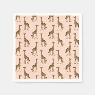 Serviette En Papier Jolies Giraffes rose