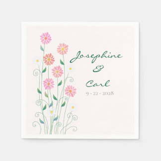 Serviette En Papier Jolies Marguerites de Campagne Fleurs Roses