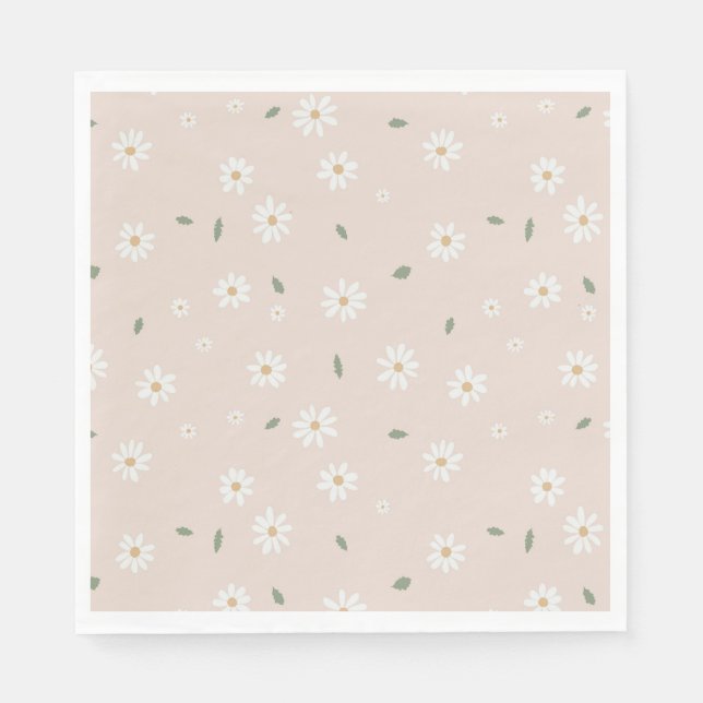 Serviette En Papier Jolies marguerites florales en fleurs & verdure (Devant)