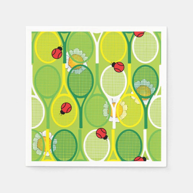Serviette En Papier Jolies raquettes de tennis avec coccinelle (Devant)