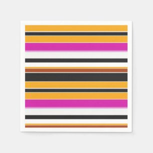 Serviette En Papier Jolies rayures noires orange