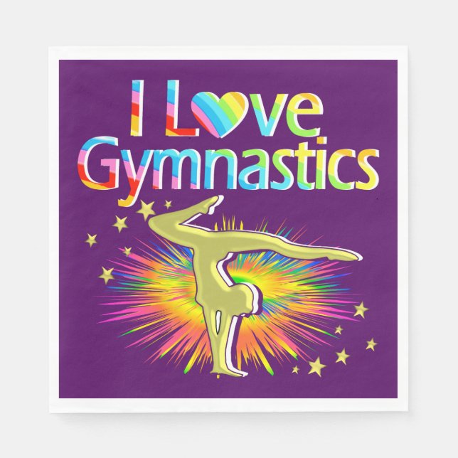 SERVIETTE EN PAPIER JOLIMENT PURPLE J'ADORE GYMNASTICS PAPER NAPKINS (Devant)