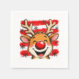 Serviette En Papier Jolis rayures de Noël Renne