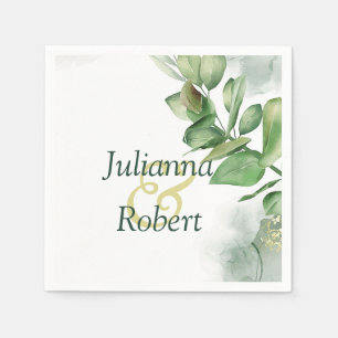 Serviette En Papier Jolis serviettes en aquarelle verdure
