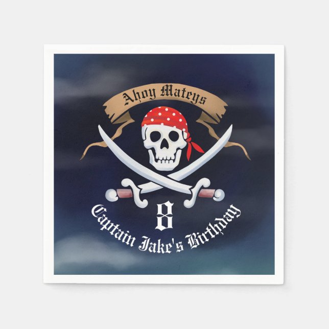 Serviette En Papier Jolly roger Pirate fête d'anniversaire (Devant)