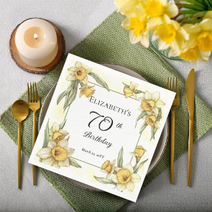 Serviette En Papier Jonquilles Jaunes Élégantes Florales 70e Anniversa