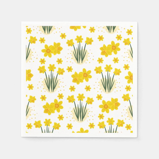 Serviette En Papier Jonquilles lumineuses, motif sans soudure (Devant)
