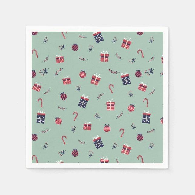 Serviette En Papier Jote Noël présente des ornements Motif (Devant)